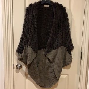Rabbit Fur Woolen Cape